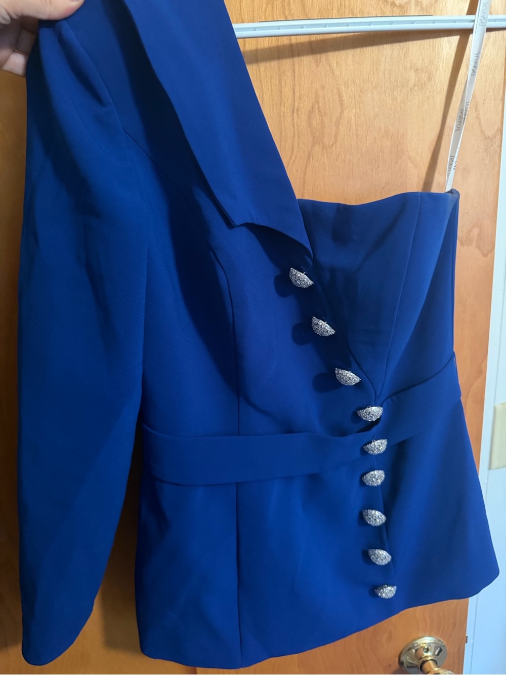 Jovani Royal Blue One-Shoulder Button Jumpsuit - Picture 9 of 9